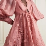 zimmermann-Pink-Concert-Disc-Embellished-Cutout-Linen-And-Silk-blend-Mini-Dress